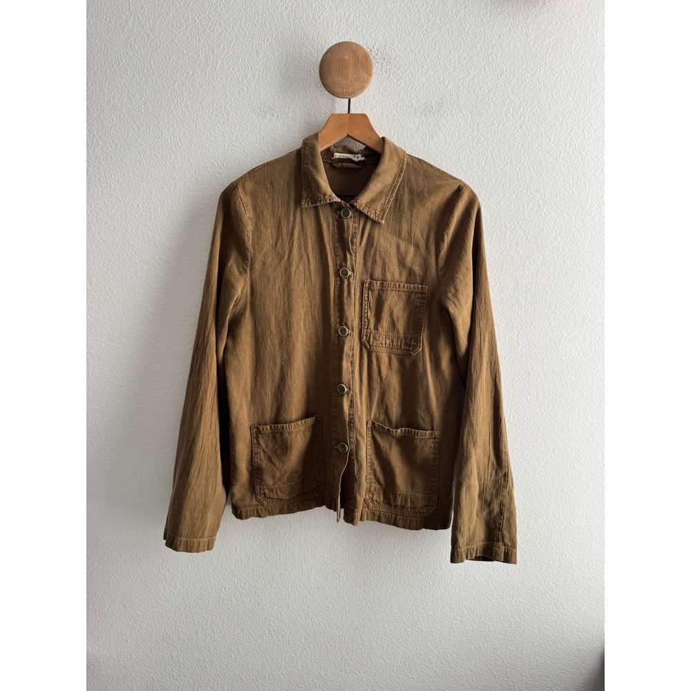LACAUSA Brown Lighweight Tencel Cotton Chore Utility Jacket Size Small